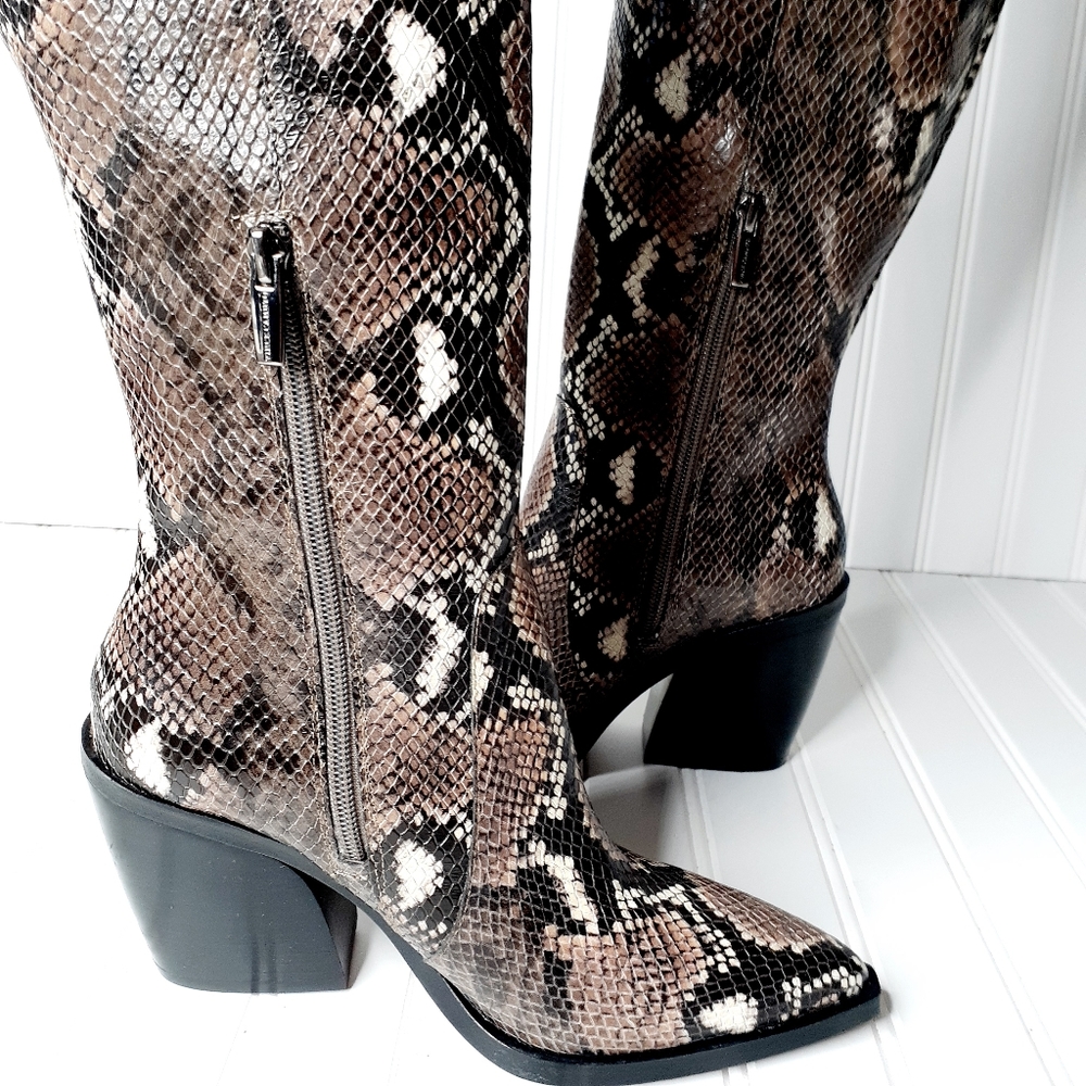 NEW Vince Camuto Gravana Snake Print Leather Boot - Picture 8 of 11